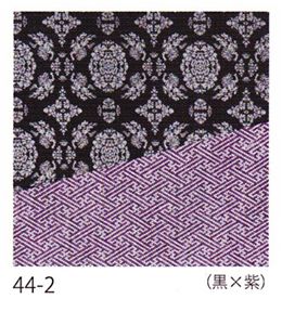 44-02綿両面ふろしき綿正倉院文様両面ふろしき唐草に獅子文紗綾形黒紫中巾44_02*1