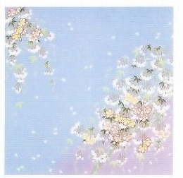 21-11正絹ちりめん友仙ふろしき二巾・9号枝垂れ桜ブルー21_11*1